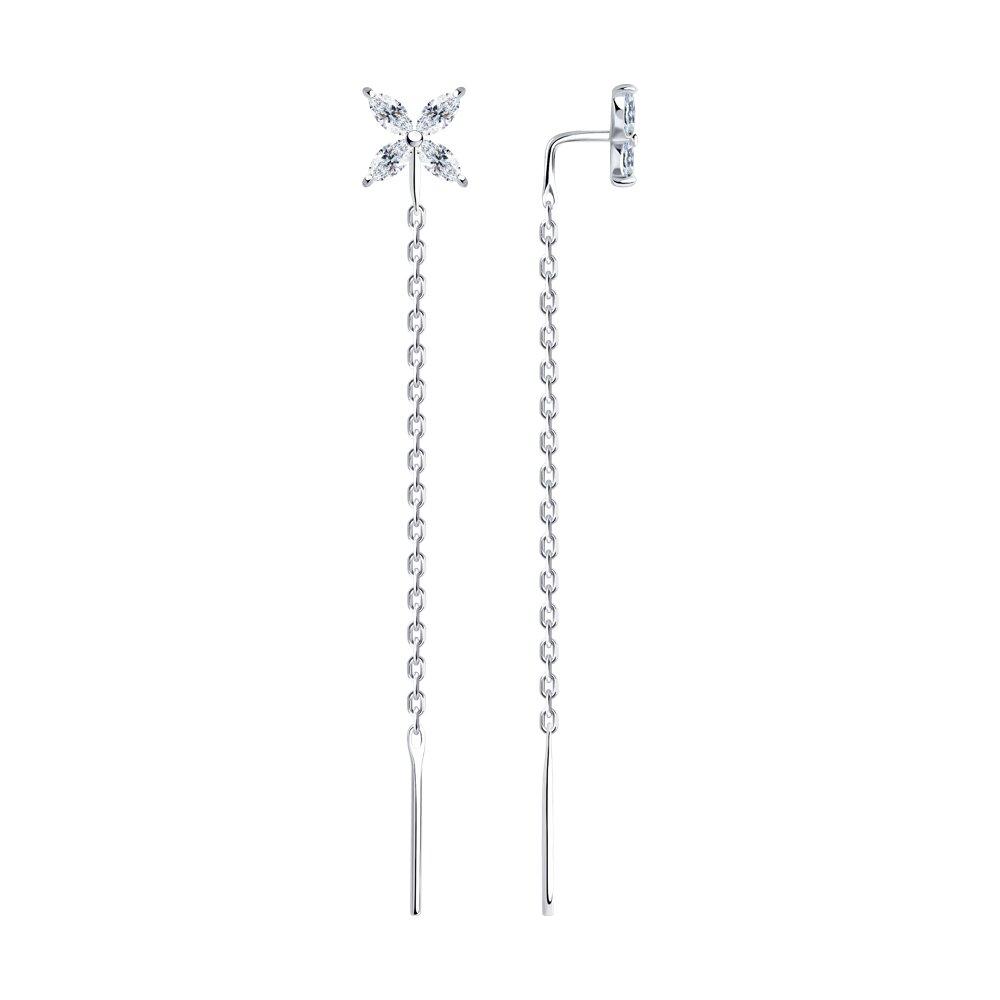 Серьги из серебра с фианитами - видео на модели