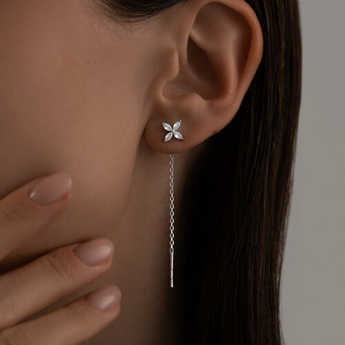 Серьги из серебра с фианитами из серебро — вид 3