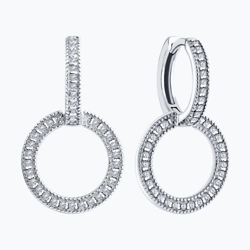 Серьги из серебра с фианитами из серебро — вид 2