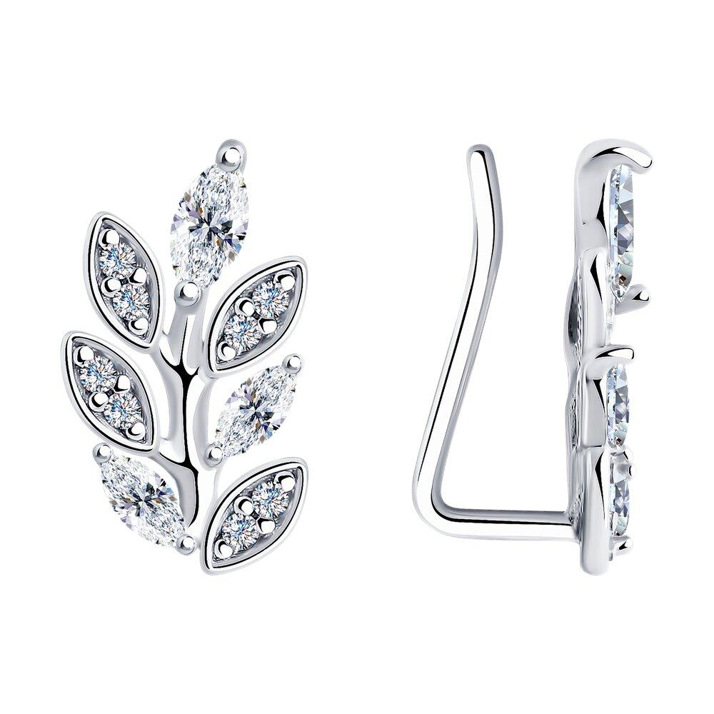 Серьги из серебра с фианитами - видео на модели