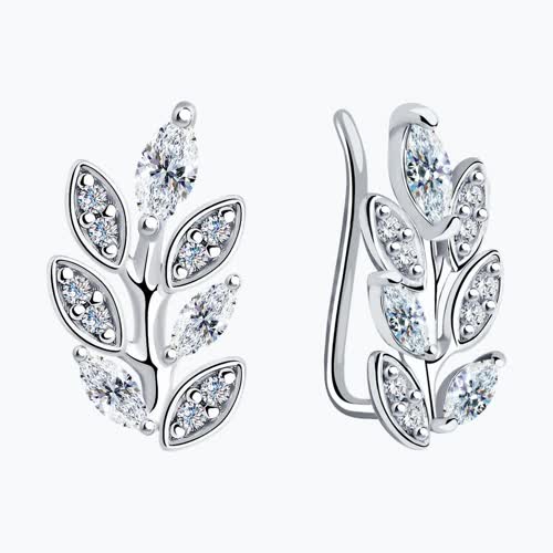 Серьги из серебра с фианитами из серебро — вид 2