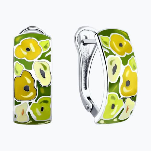 Серьги из золочёного серебра с эмалью из серебро — вид 2