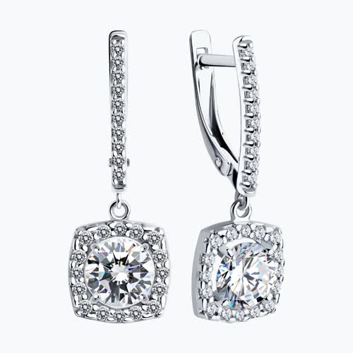 Серьги из серебра с фианитами из серебро — вид 2