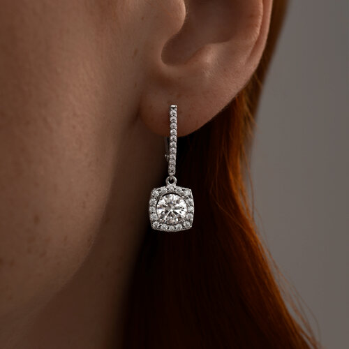 Серьги из серебра с фианитами из серебро — вид 3