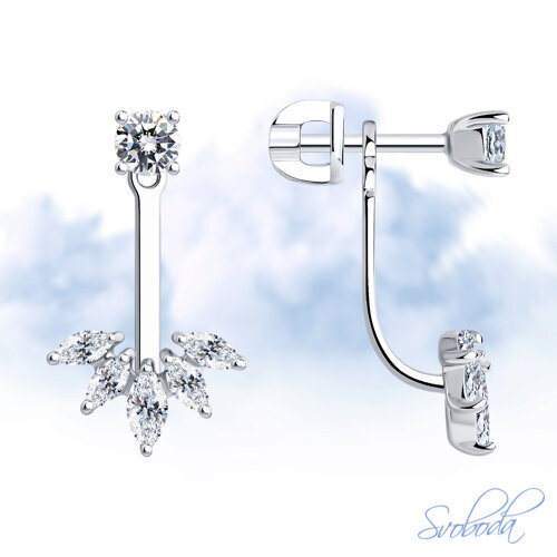 Серьги из серебра с фианитами - видео на модели