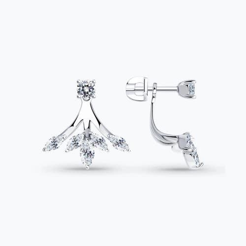 Серьги из серебра с фианитами - видео на модели