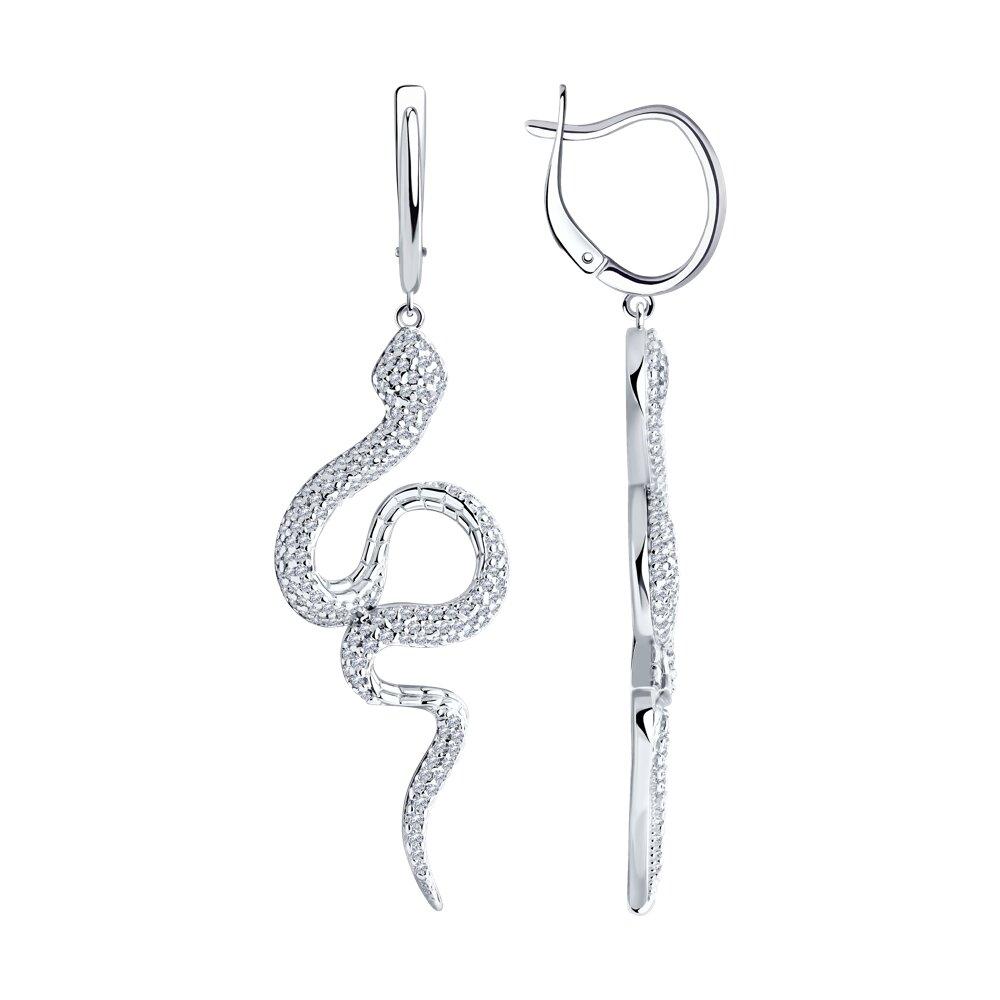 Серьги из серебра с фианитами - видео на модели