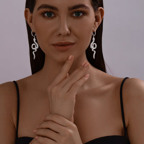 Серьги из серебра с фианитами из серебро — вид 4