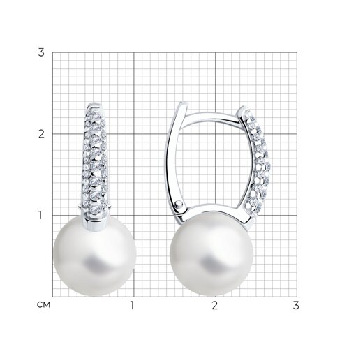 Серьги из серебра с жемчугом и фианитами из серебро — вид 5