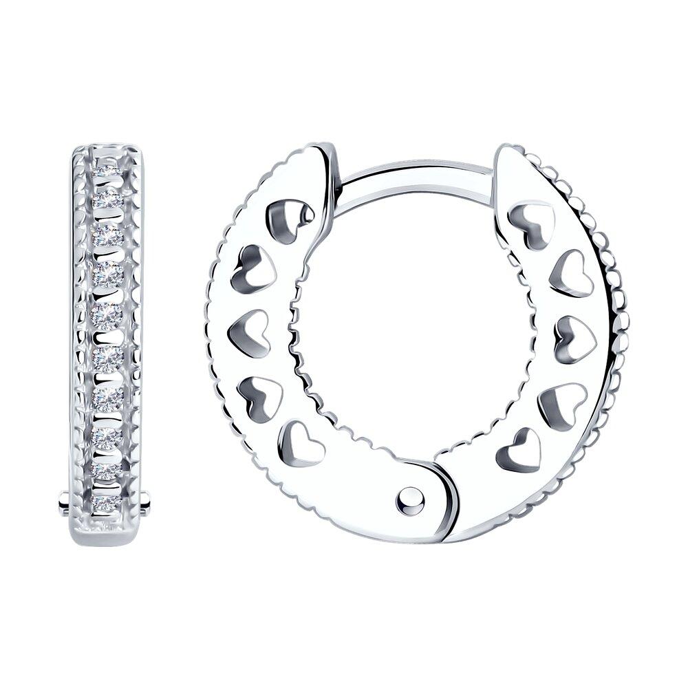 Серьги из серебра с фианитами из серебро