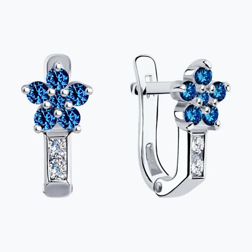 Серьги из серебра с фианитами из серебро — вид 2