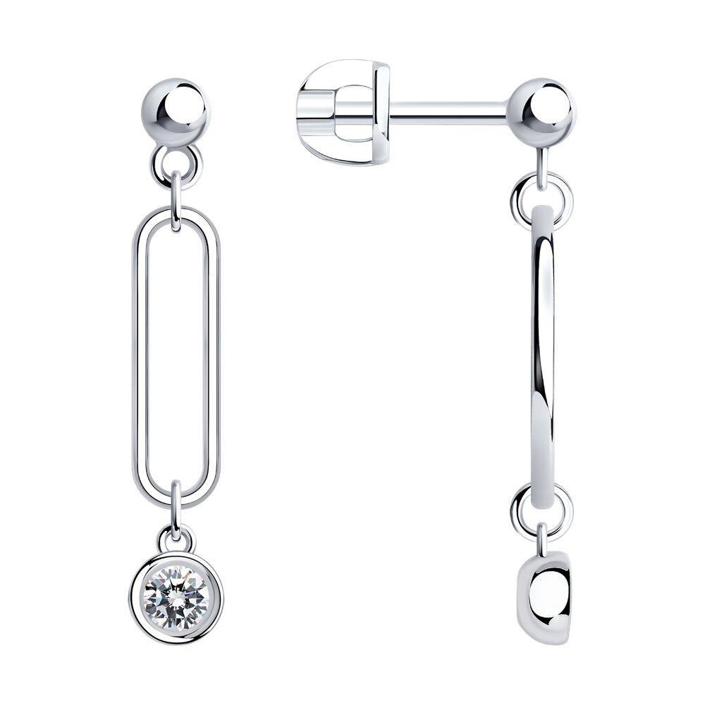 Серьги из серебра с фианитами - видео на модели