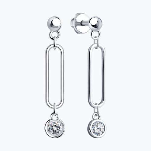 Серьги из серебра с фианитами из серебро — вид 2