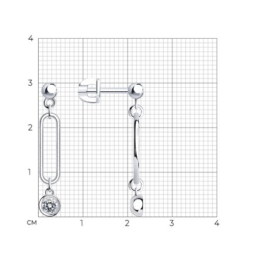 Серьги из серебра с фианитами из серебро — вид 4