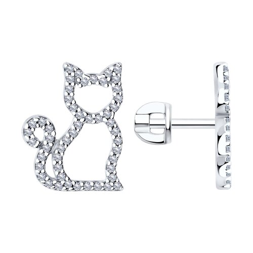 Серьги из серебра с фианитами - видео на модели