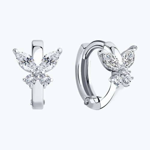 Серьги из серебра с фианитами из серебро — вид 2