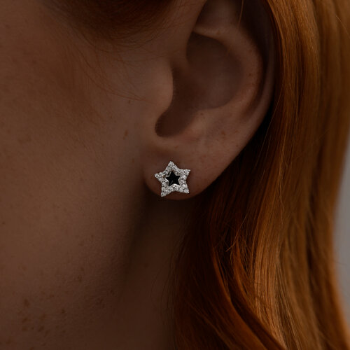 Серьги из серебра с фианитами и эмалью из серебро — вид 3