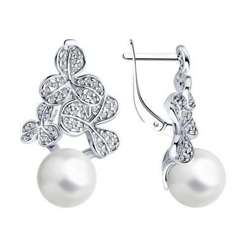 Серьги из серебра с жемчугом и фианитами - видео