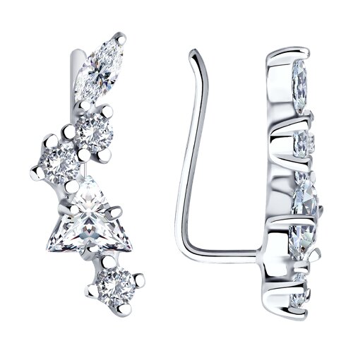 Серьги из серебра с фианитами из серебро