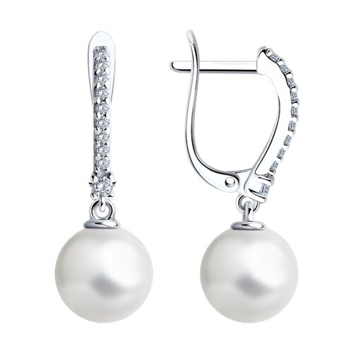 Серьги из серебра с жемчугом и фианитами - видео