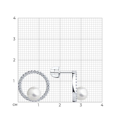 Серьги из серебра с жемчугом и фианитами из серебро — вид 4