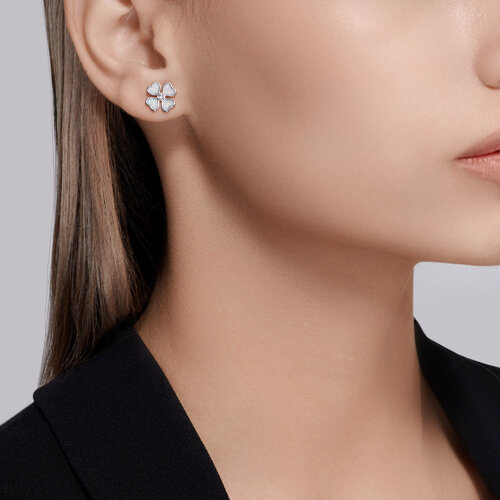 Серьги из серебра с фианитами и эмалью из серебро — вид 3