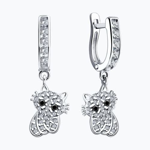 Серьги из серебра с фианитами из серебро — вид 2