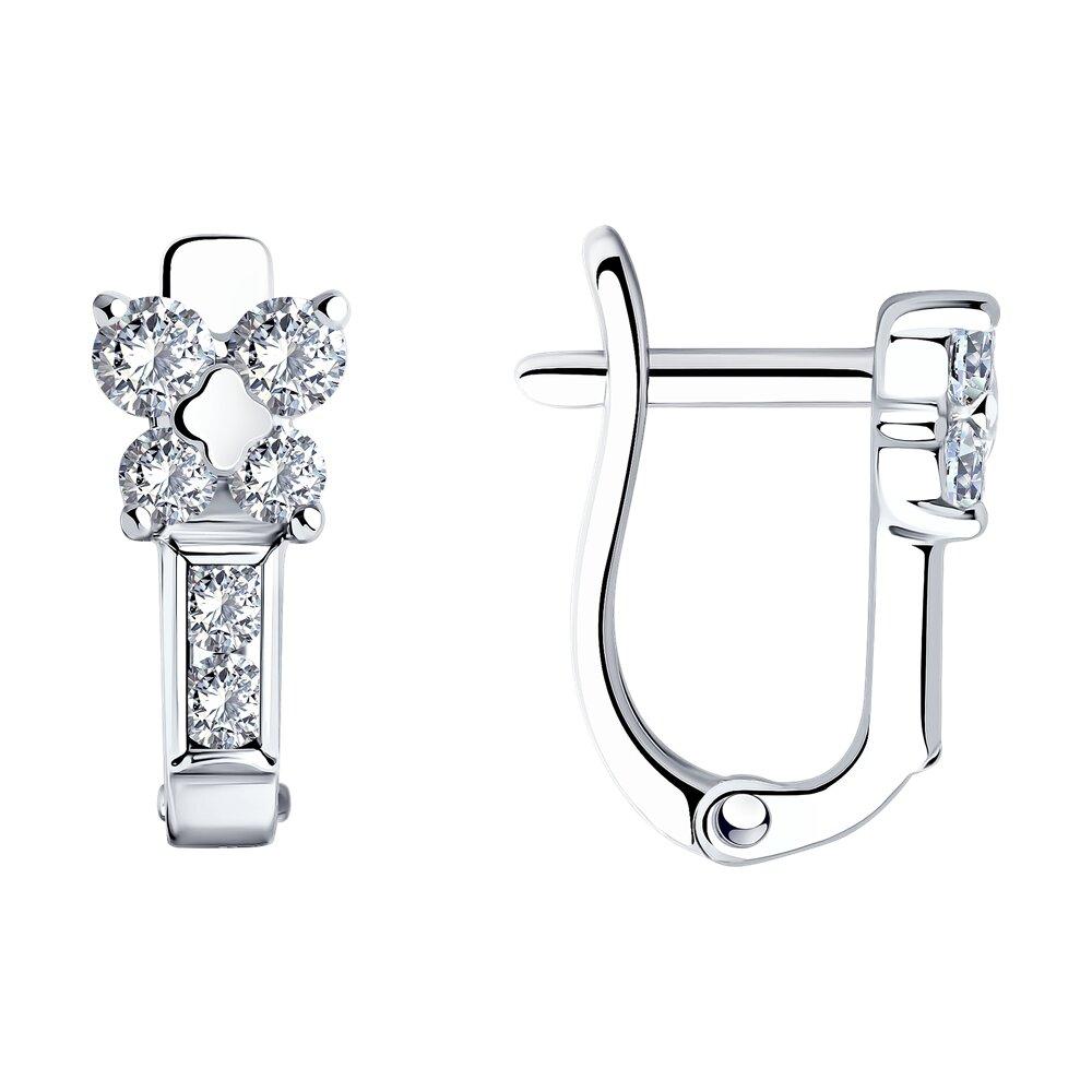 Серьги из серебра с фианитами из серебро