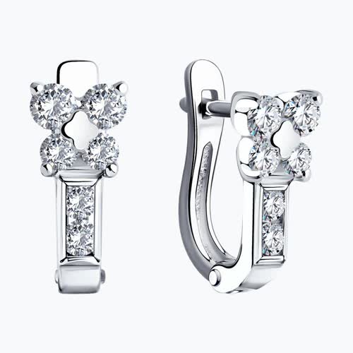 Серьги из серебра с фианитами из серебро — вид 2