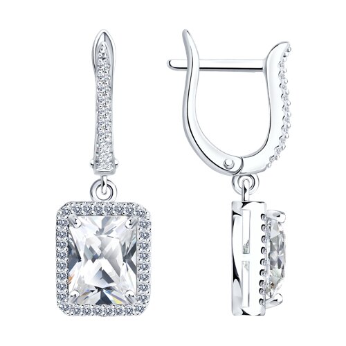 Серьги из серебра с фианитами - видео на модели