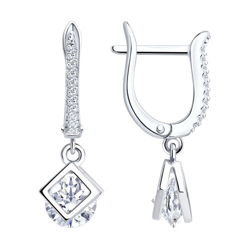 Серьги из серебра с фианитами - видео на модели