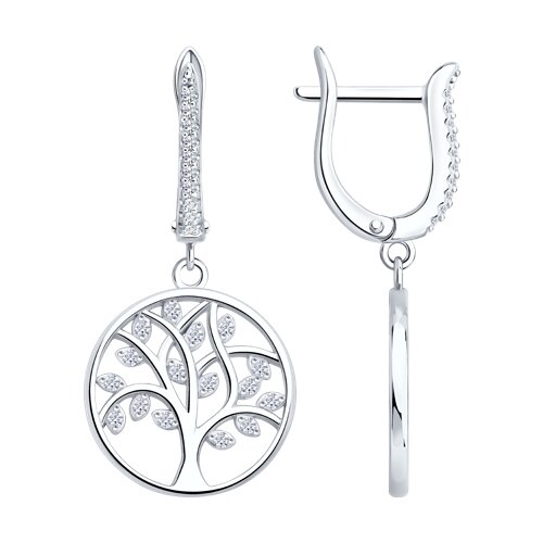 Серьги из серебра с фианитами - видео на модели