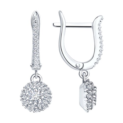 Серьги из серебра с фианитами - видео на модели