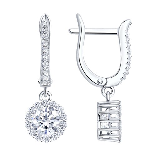 Серьги из серебра с фианитами - видео на модели