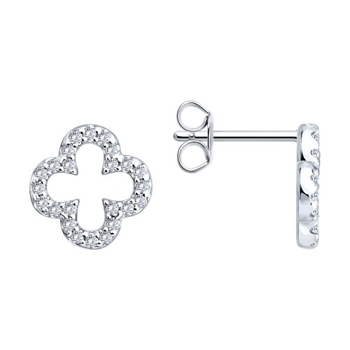 Серьги из серебра с фианитами - видео на модели