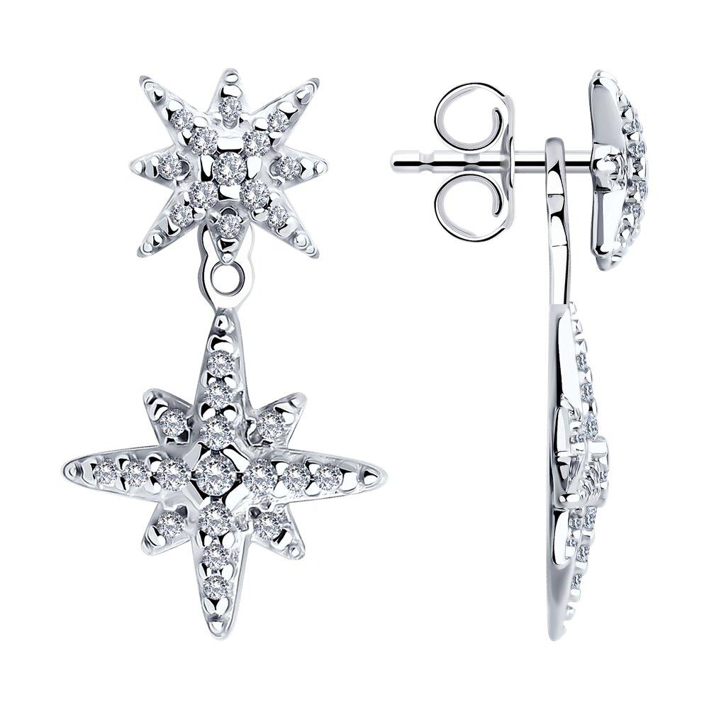 Серьги из серебра с фианитами - видео на модели