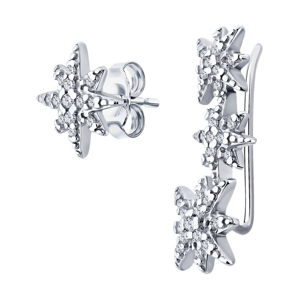 Серьги из серебра с фианитами - видео на модели