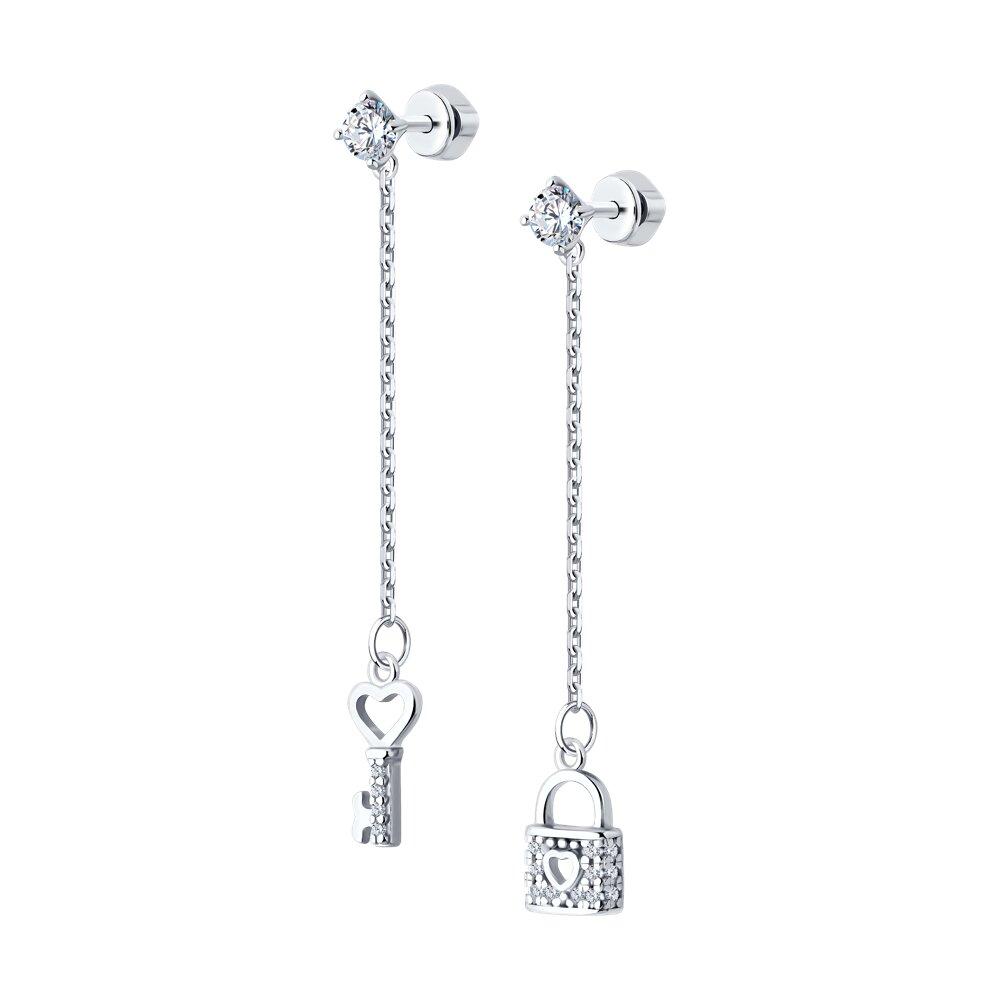 Серьги из серебра с фианитами - видео на модели