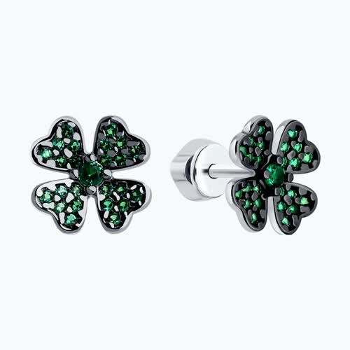 Серьги из серебра с фианитами из серебро — вид 2