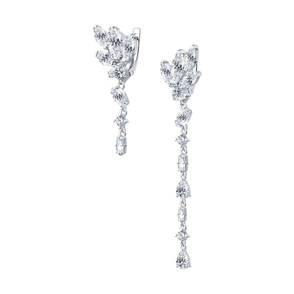 Серьги из серебра с фианитами - видео на модели