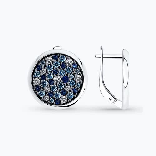 Серьги из серебра с фианитами - видео на модели