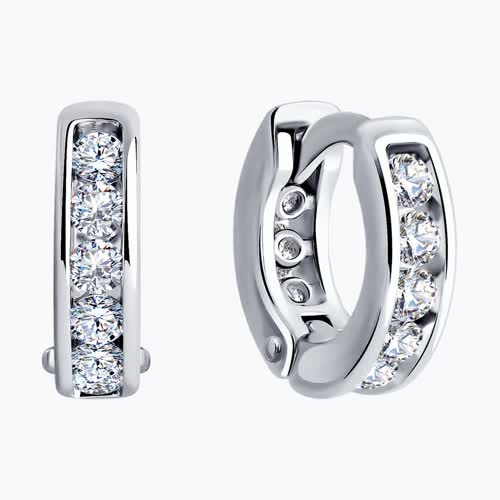 Серьги из серебра с фианитами из серебро — вид 2