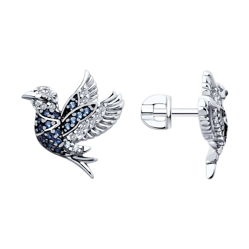 Серьги из серебра с фианитами - видео на модели