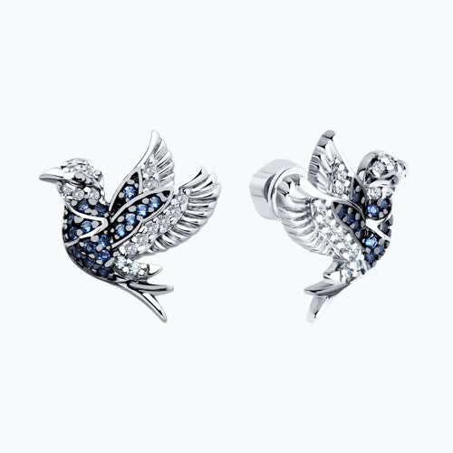 Серьги из серебра с фианитами из серебро — вид 2