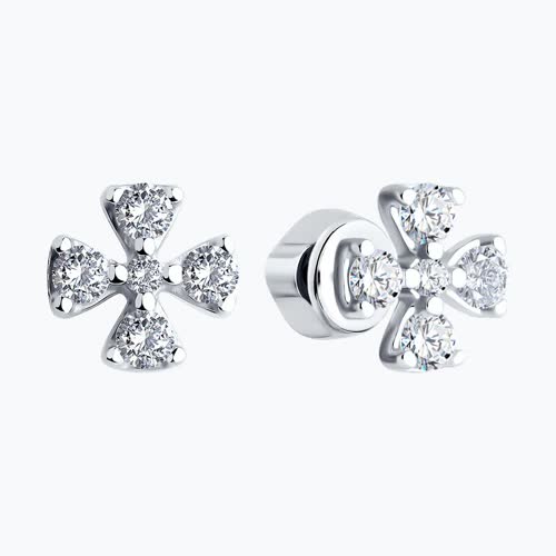 Серьги из серебра с фианитами из серебро — вид 2