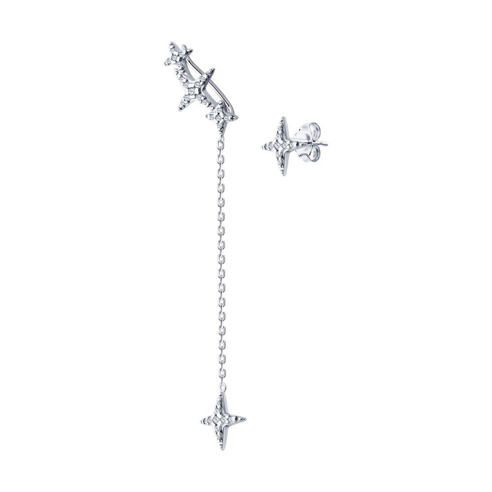 Серьги из серебра с фианитами - видео на модели