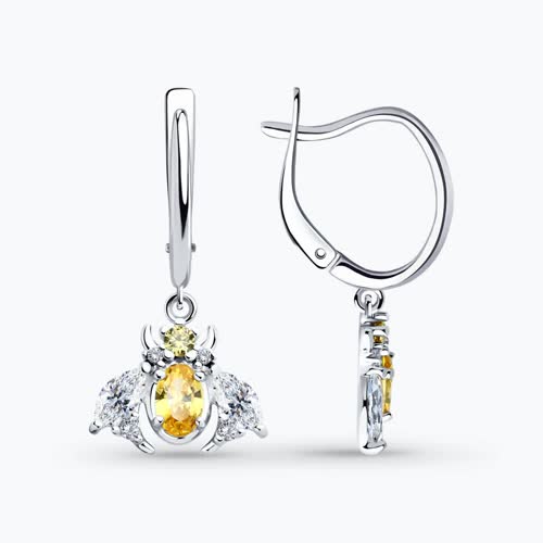 Серьги из серебра с фианитами - видео на модели