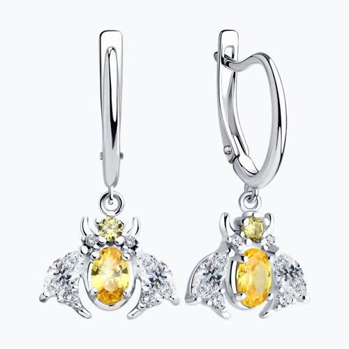 Серьги из серебра с фианитами из серебро — вид 2