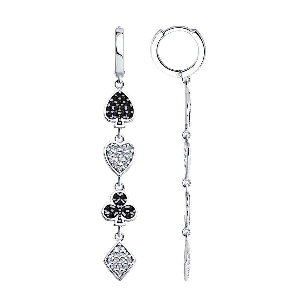 Серьги из серебра с фианитами - видео на модели