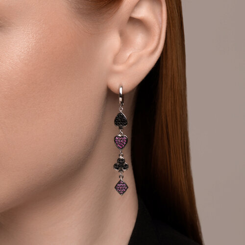 Серьги из серебра с корундами и фианитами из серебро — вид 4